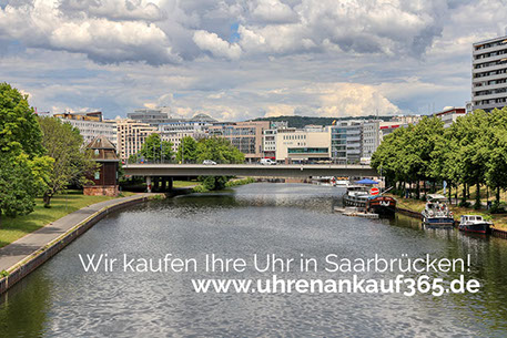 Foto der Saar, im Hintergrund sieht man Saarbrücken