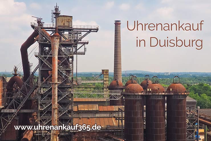Industrieanlage in Duisburg mit dem Schriftzug Uhrenankauf in Duisburg