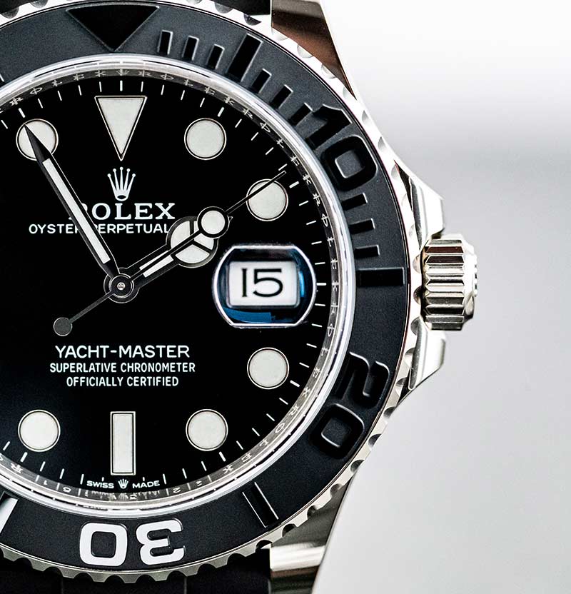 Professionelle Detailaufnahme einer Rolex Oyster Perpetual Yacht Master